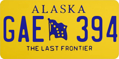 AK license plate GAE394