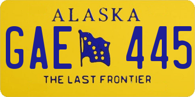 AK license plate GAE445