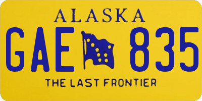 AK license plate GAE835