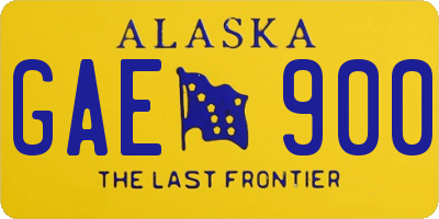 AK license plate GAE900