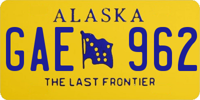 AK license plate GAE962