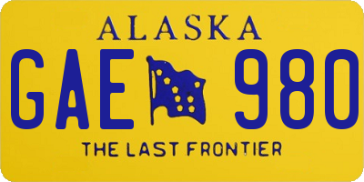 AK license plate GAE980