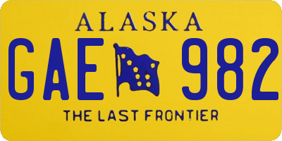 AK license plate GAE982