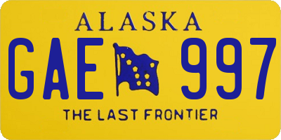AK license plate GAE997