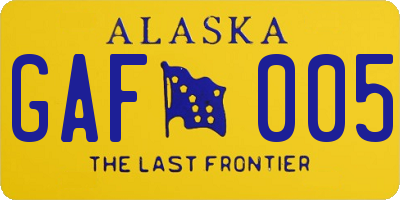 AK license plate GAF005