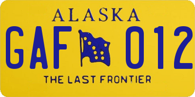 AK license plate GAF012