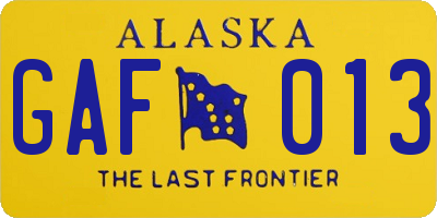 AK license plate GAF013