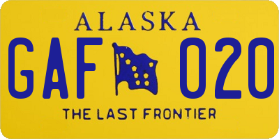 AK license plate GAF020