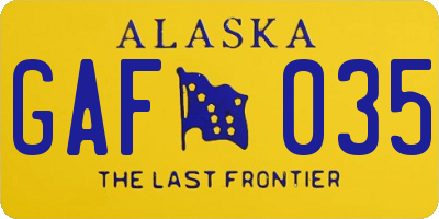 AK license plate GAF035