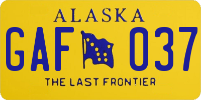 AK license plate GAF037