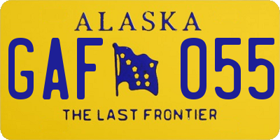 AK license plate GAF055