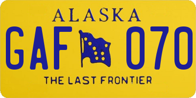AK license plate GAF070