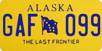 AK license plate GAF099