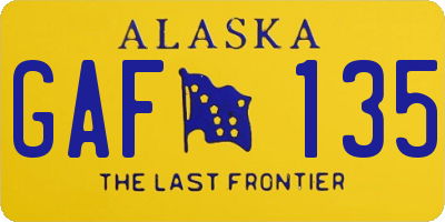 AK license plate GAF135