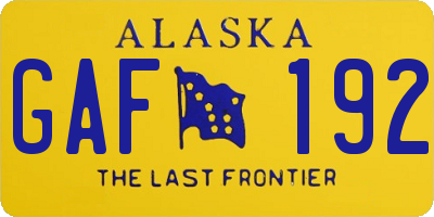 AK license plate GAF192