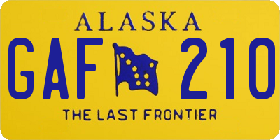 AK license plate GAF210