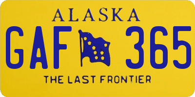 AK license plate GAF365