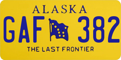 AK license plate GAF382