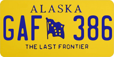 AK license plate GAF386