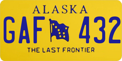 AK license plate GAF432