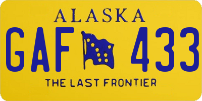 AK license plate GAF433