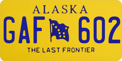 AK license plate GAF602