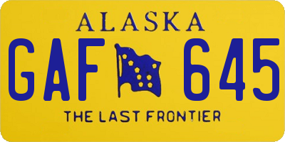 AK license plate GAF645