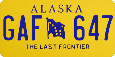 AK license plate GAF647