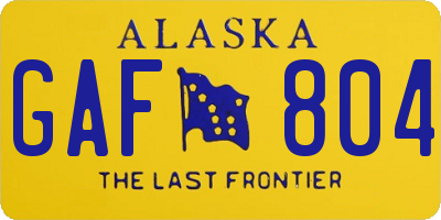 AK license plate GAF804