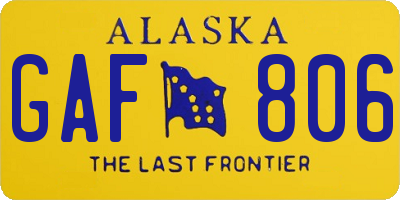 AK license plate GAF806