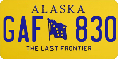 AK license plate GAF830