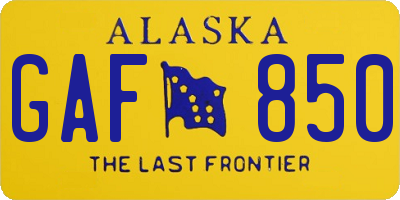 AK license plate GAF850