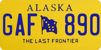 AK license plate GAF890