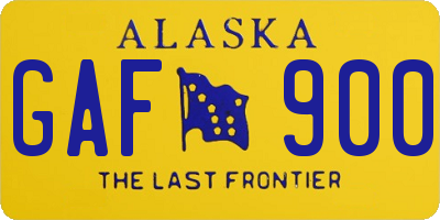 AK license plate GAF900