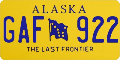 AK license plate GAF922