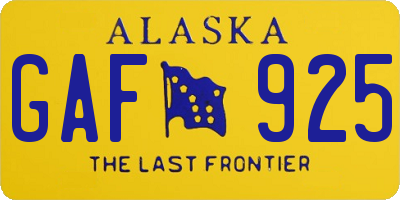 AK license plate GAF925