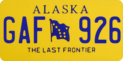 AK license plate GAF926