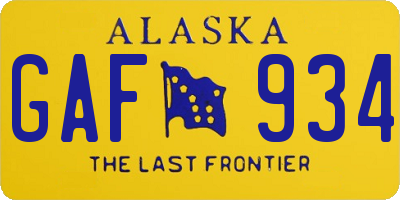 AK license plate GAF934