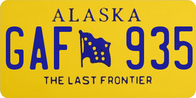 AK license plate GAF935
