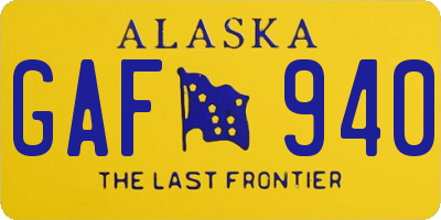 AK license plate GAF940