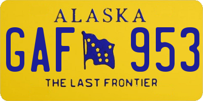 AK license plate GAF953