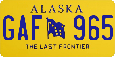 AK license plate GAF965