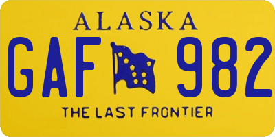 AK license plate GAF982