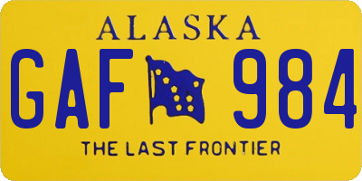 AK license plate GAF984