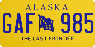 AK license plate GAF985