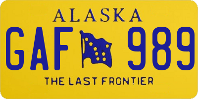 AK license plate GAF989