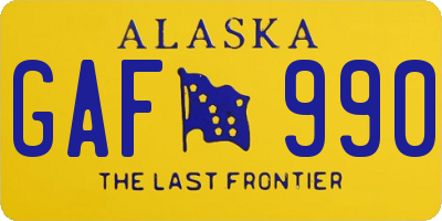 AK license plate GAF990