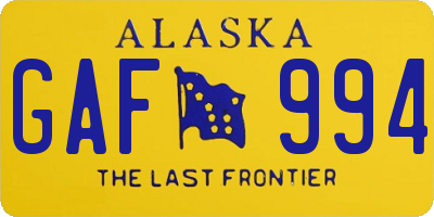 AK license plate GAF994