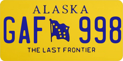 AK license plate GAF998