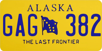 AK license plate GAG382